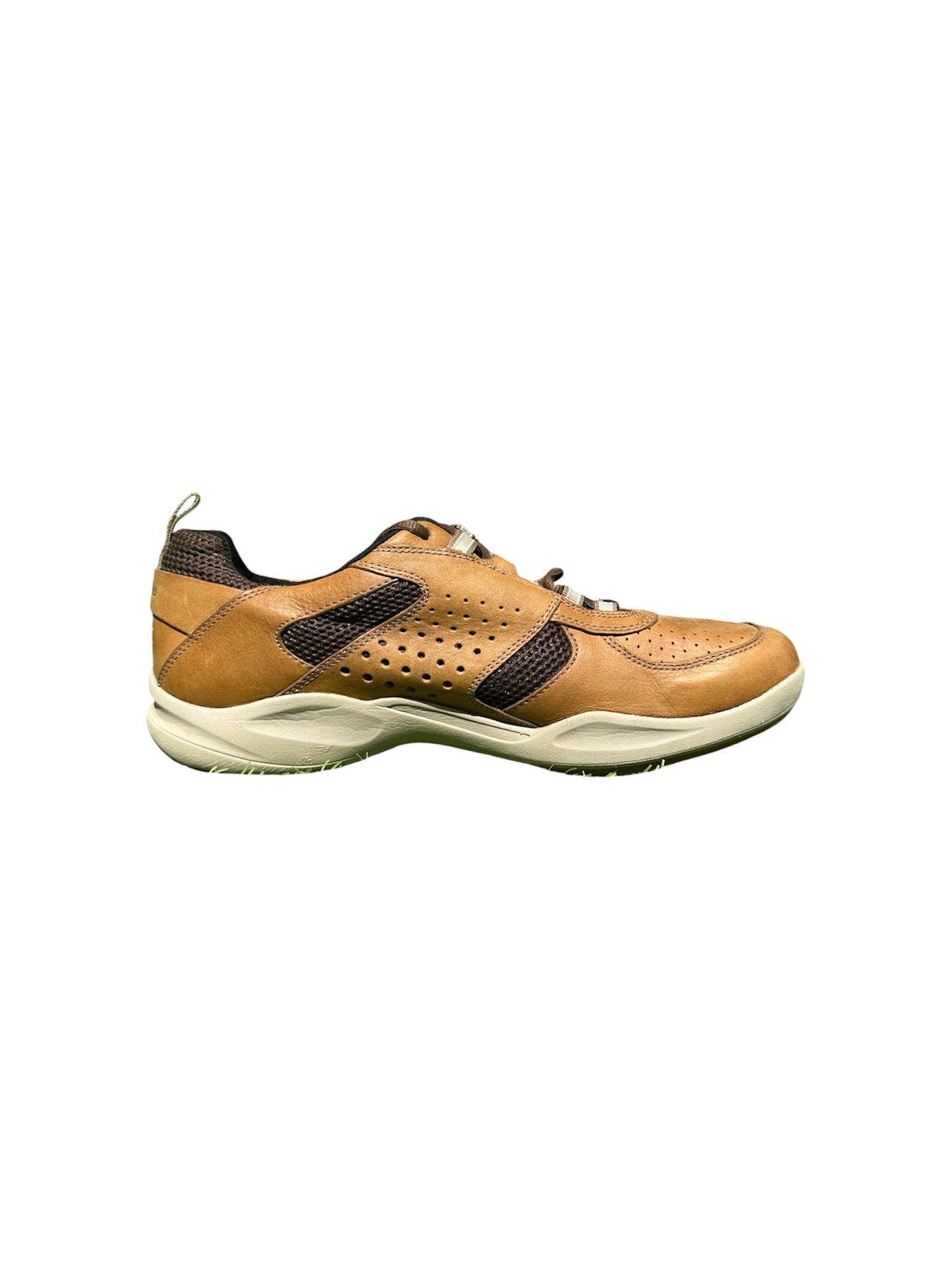 Clarks Gorwin Moc Beige Leather Brown Mesh Accents (EUR 45 | US 11)