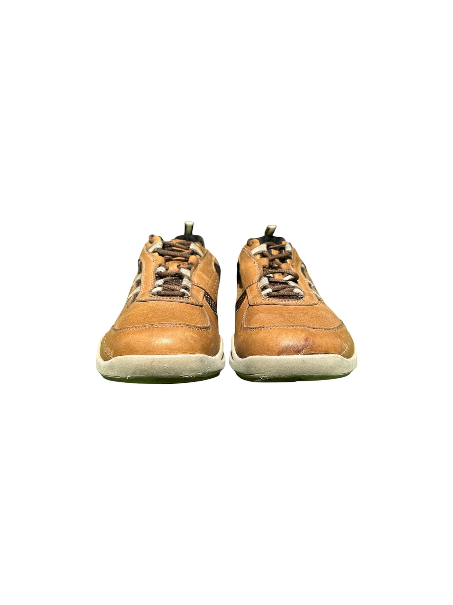 Clarks Gorwin Moc Beige Leather Brown Mesh Accents (EUR 45 | US 11)