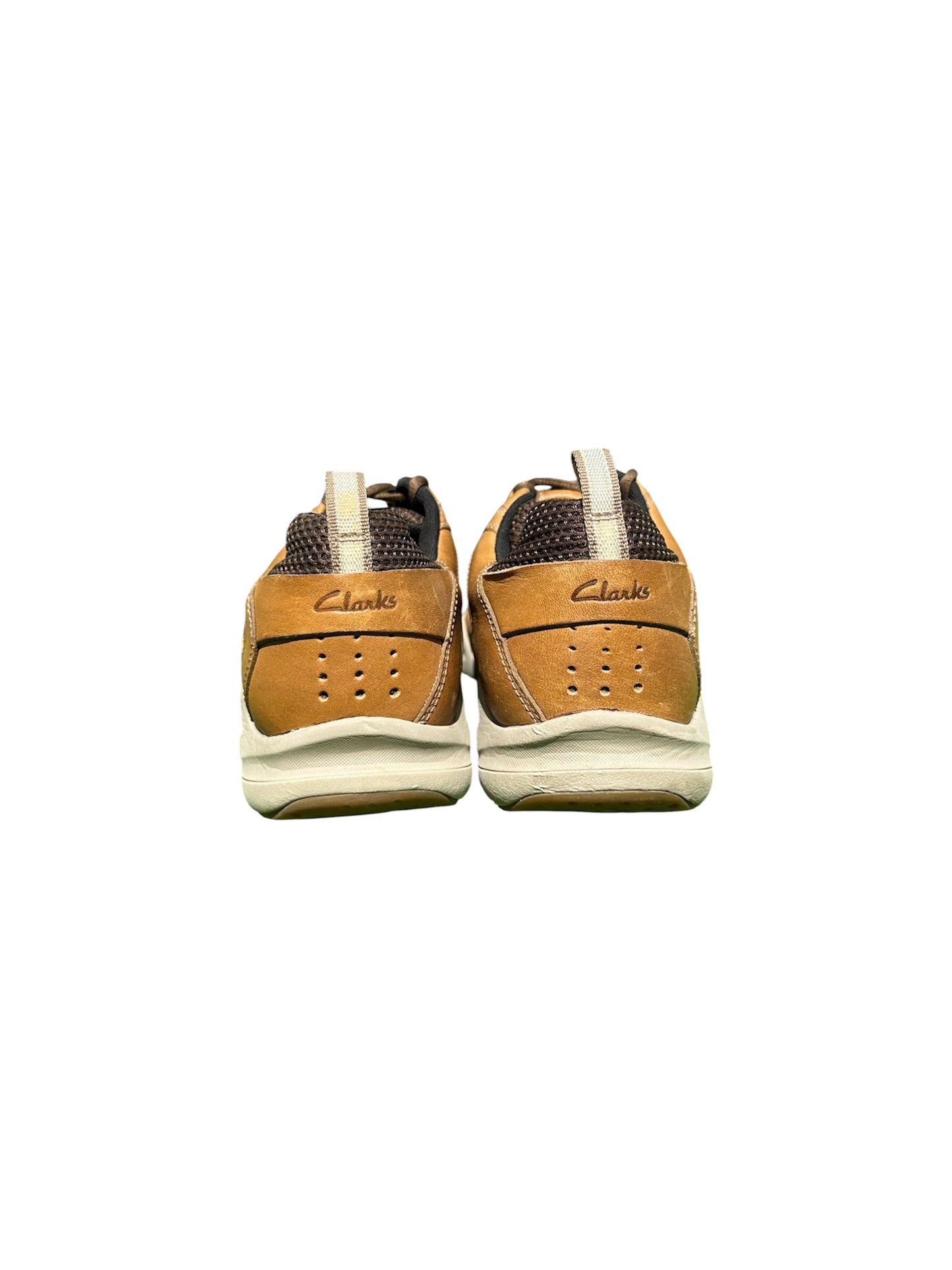 Clarks Gorwin Moc Beige Leather Brown Mesh Accents (EUR 45 | US 11)